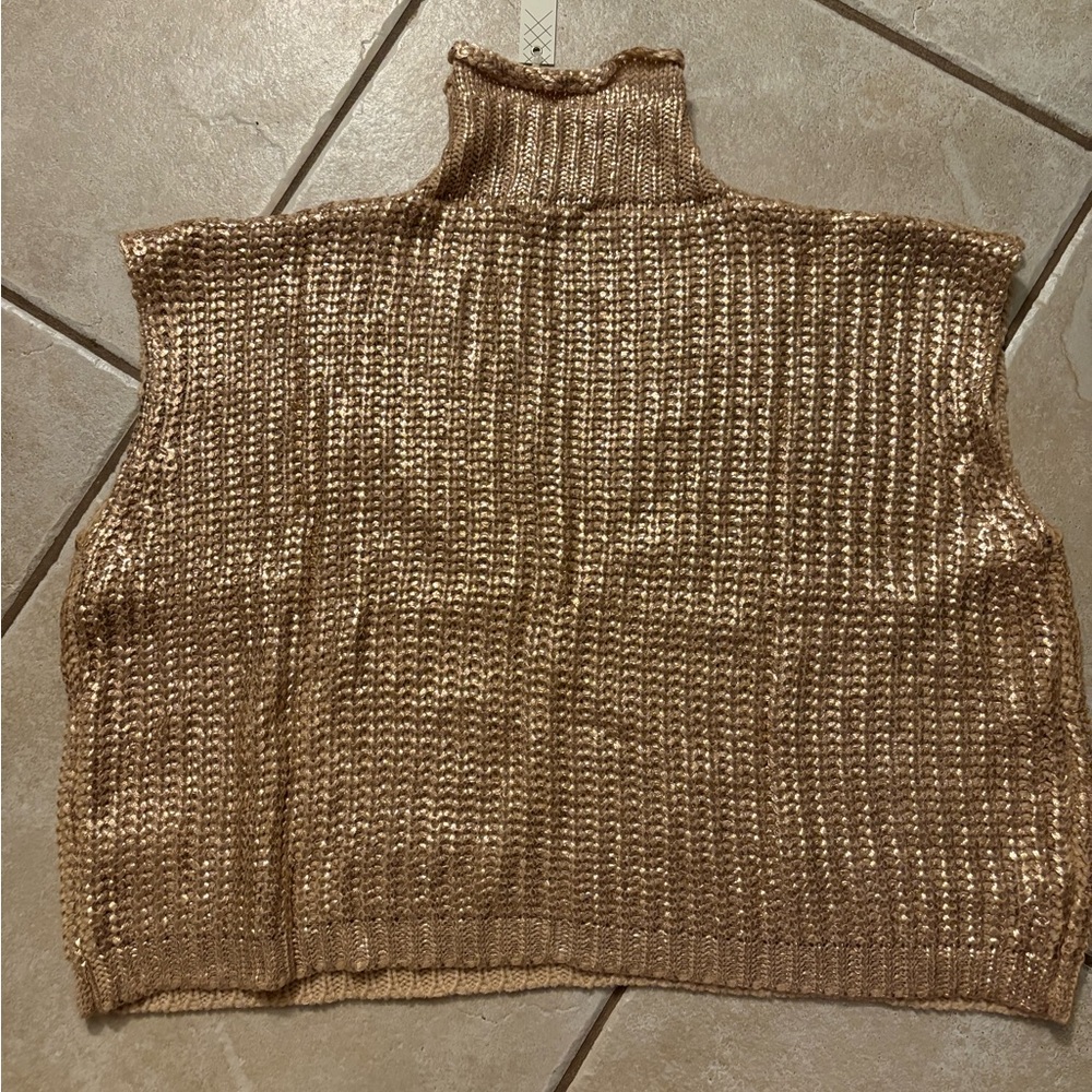 Gold Knit Turtleneck Sweater